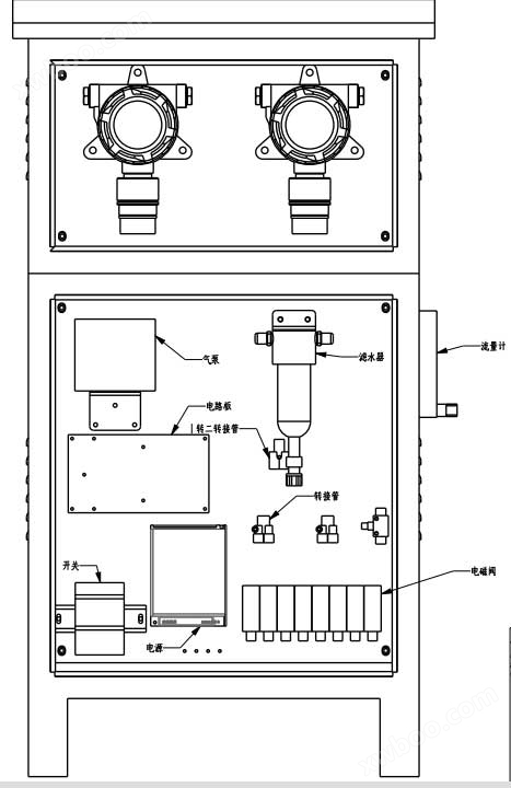 多通道泵吸式气体检测仪网络版内部装配图