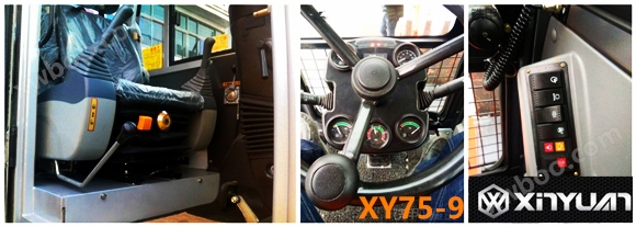 XY75-9轮式挖掘机驾驶室内